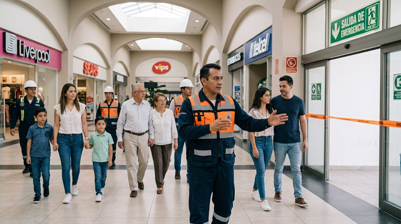 ¿Qué se necesita para realizar simulacros de protección civil en centros comerciales de Tlalnepantla?