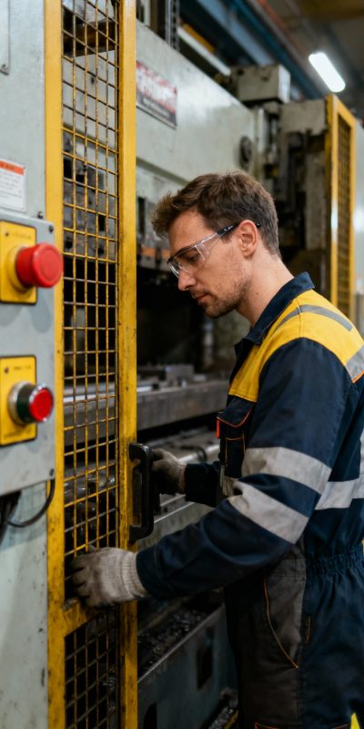 seedream-4.0_Industrial_worker_operating_heavy_machinery_with_visible_safety_guards_and_emerg-0